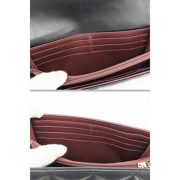 外超美品 シャネル CHANEL マトラッセ ココマーク 二つ折り長財布 ブラック  ゴールド金具 ラムスキン A50096の画像