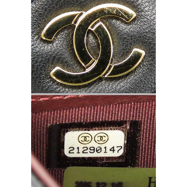 外超美品 シャネル CHANEL マトラッセ ココマーク 二つ折り長財布 ブラック  ゴールド金具 ラムスキン A50096の画像