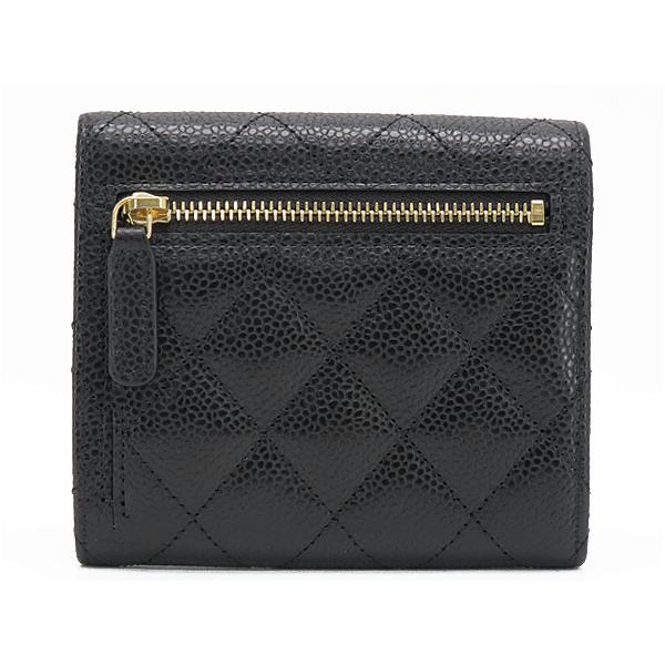 新古品 シャネル CHANEL ココマーク マトラッセ キャビアスキン スモールフラップウォレット 三つ折り財布 コンパクト財布 ブラック A82288 AP0231の画像