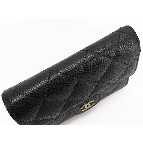 新古品 シャネル CHANEL ココマーク マトラッセ キャビアスキン スモールフラップウォレット 三つ折り財布 コンパクト財布 ブラック A82288 AP0231の画像