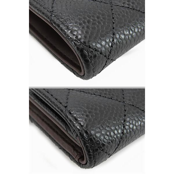 新古品 シャネル CHANEL ココマーク マトラッセ キャビアスキン スモールフラップウォレット 三つ折り財布 コンパクト財布 ブラック A82288 AP0231の画像