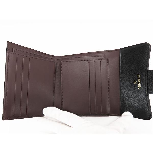 新古品 シャネル CHANEL ココマーク マトラッセ キャビアスキン スモールフラップウォレット 三つ折り財布 コンパクト財布 ブラック A82288 AP0231の画像