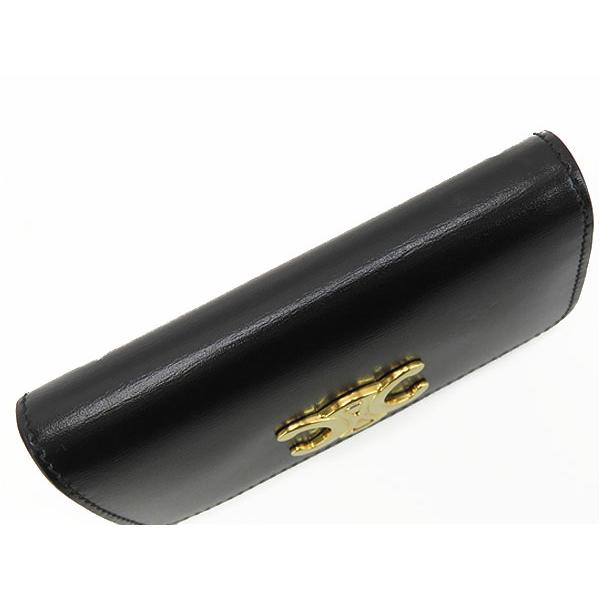 希少✨セリーヌ ケース 丸型 トリオンフ 総柄 刻印 レザー ブラック セリーヌ CELINE カードケース フラグメントケース トリオンフ