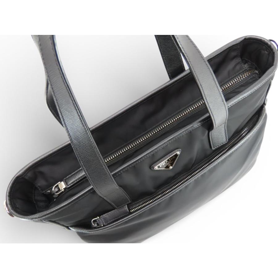 美品 プラダ PRADA ナイロン サフィアーノ トライアングル トート 