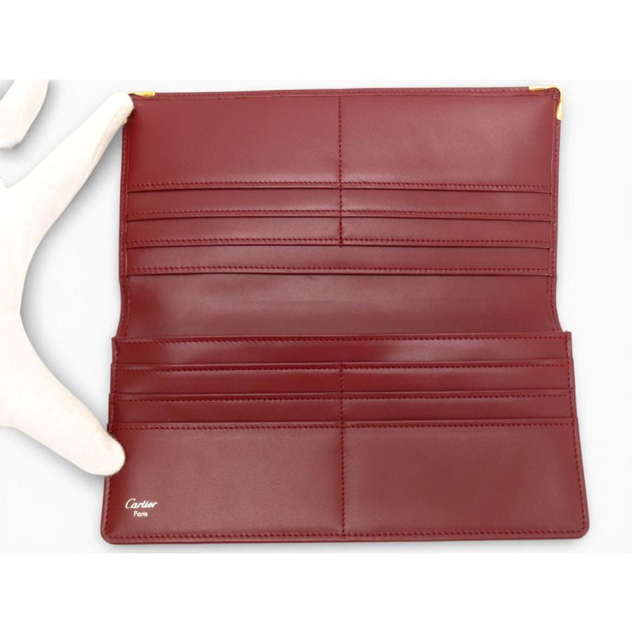 超美品 カルティエ Cartier マストドゥカルティエ インターナショナル ウォレット 二つ折り長財布 ボルドー カーフレザー L3000466 brandliberty_22453