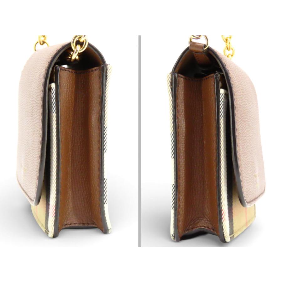 新品同様 バーバリー BURBERRY ハンプシャー ハウスチェック 2WAY チェーンショルダーバッグ ショルダーウォレット クラッチバッグ ハンドバッグ ポシェット ショルダーポーチ ブラウン ベージュ レザー キャンバス 8027875 BURBERRY（バーバリー） 新品同様 ハンプシャー ハウスチェック 2WAY