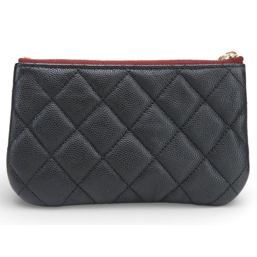 未使用 シャネル CHANEL マトラッセ ココマーク キャビアスキン クラシック スモール ジップ ポーチ コインケース コンパクト財布 ブラック ゴールド金具 A82365の画像