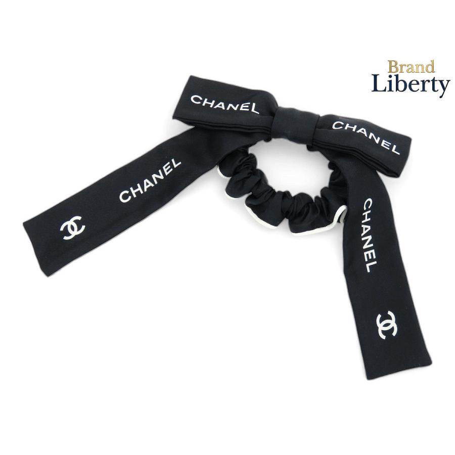 希少　CHANEL シャネル リボン　シュシュ ココマーク ロゴ シルク CHANEL（シャネル） 超美品 リボン ココマーク ロゴ シルク シュシュ