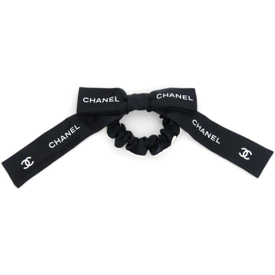 正規品　CHANEL 　ヘアアクセ　リボン　シュシュ　ヘアゴム　ココマーク　P CHANEL（シャネル） 超美品 リボン ココマーク ロゴ シルク シュシュ