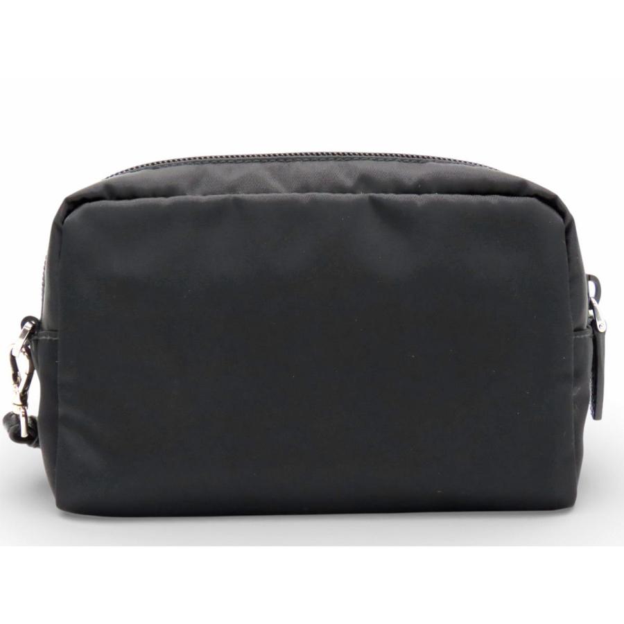 ほぼ新品 プラダ PRADA VELA ナイロン ポーチ コスメポーチ 化粧ポーチ ハンドポーチ マルチケース ストラップ付き NERO ブラック サフィアーノレザー 1NE021_1