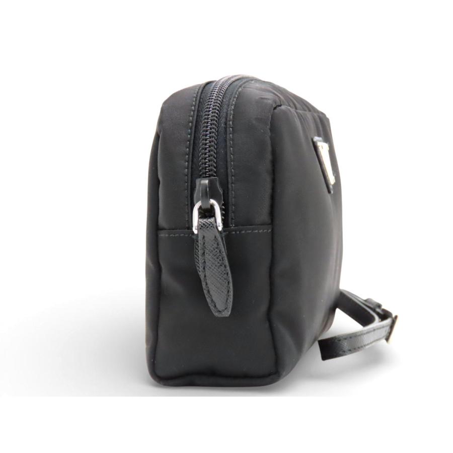 ほぼ新品 プラダ PRADA VELA ナイロン ポーチ コスメポーチ 化粧ポーチ ハンドポーチ マルチケース ストラップ付き NERO ブラック サフィアーノレザー 1NE021_2