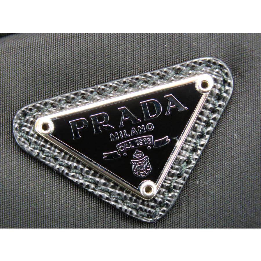 ほぼ新品 プラダ PRADA VELA ナイロン ポーチ コスメポーチ 化粧ポーチ ハンドポーチ マルチケース ストラップ付き NERO ブラック サフィアーノレザー 1NE021_9