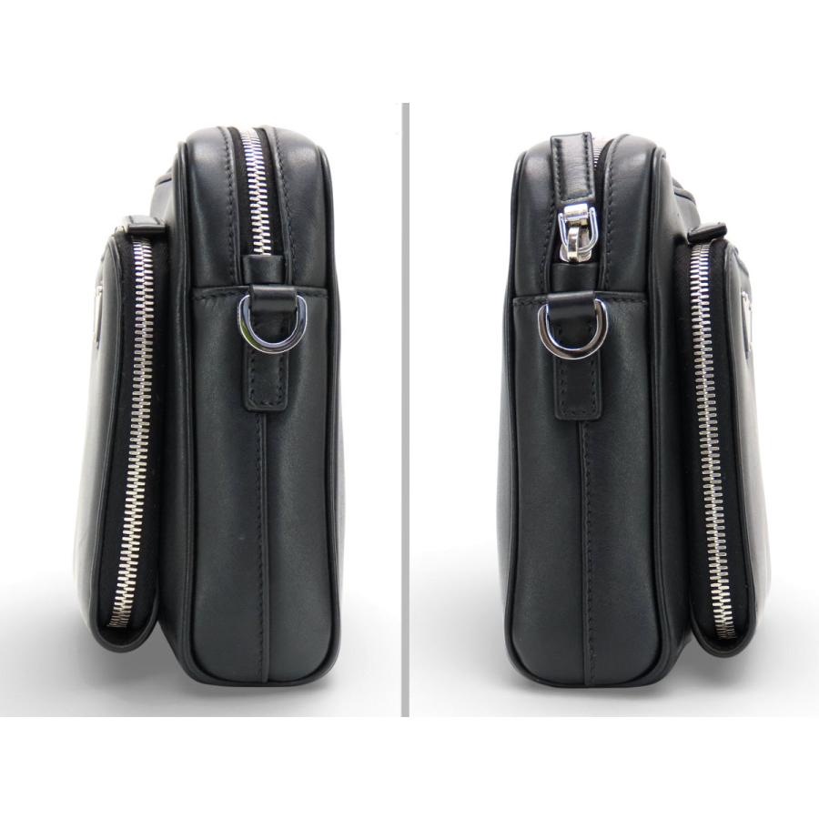 【超美品】PRADA トライアングル ショルダーバッグ レザー ブラック PRADA（プラダ） 美品 トライアングル レザー 斜め掛け ショルダー