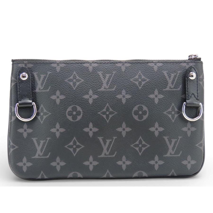美品 ルイヴィトン LOUIS VUITTON モノグラム エクリプス リバース トリオ メッセンジャー フラットポーチ ポシェット 小物入れ クラッチバッグ セカンドバッグ ノワール ブラック グレー PVC レザー M69443 LOUIS VUITTON（ルイ・ヴィトン） 美品 モノグラム エクリプス