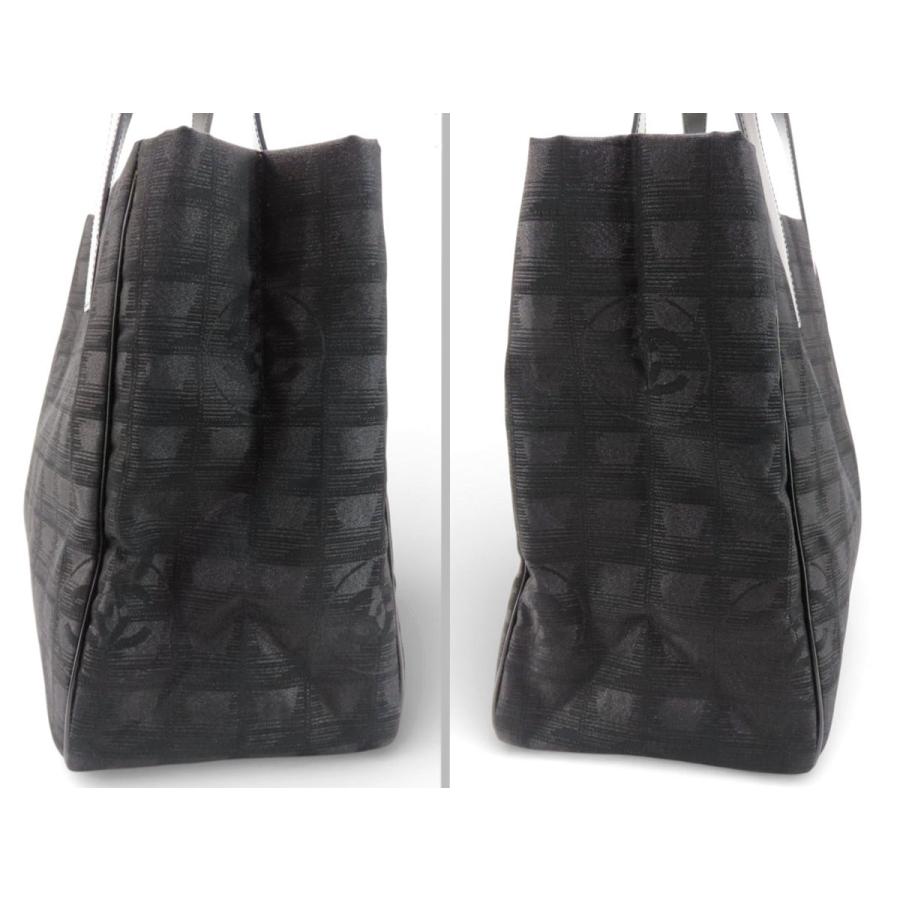 激レア新品同様 シャネル CHANEL ニュートラベルライン トートMM トートバッグ ショルダーバッグ ラメ入り ブラック 光沢感あり ナイロン レザー A15991の画像