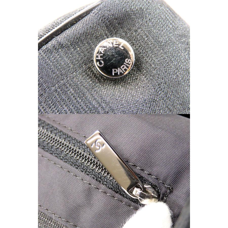 激レア新品同様 シャネル CHANEL ニュートラベルライン トートMM トートバッグ ショルダーバッグ ラメ入り ブラック 光沢感あり ナイロン レザー A15991の画像