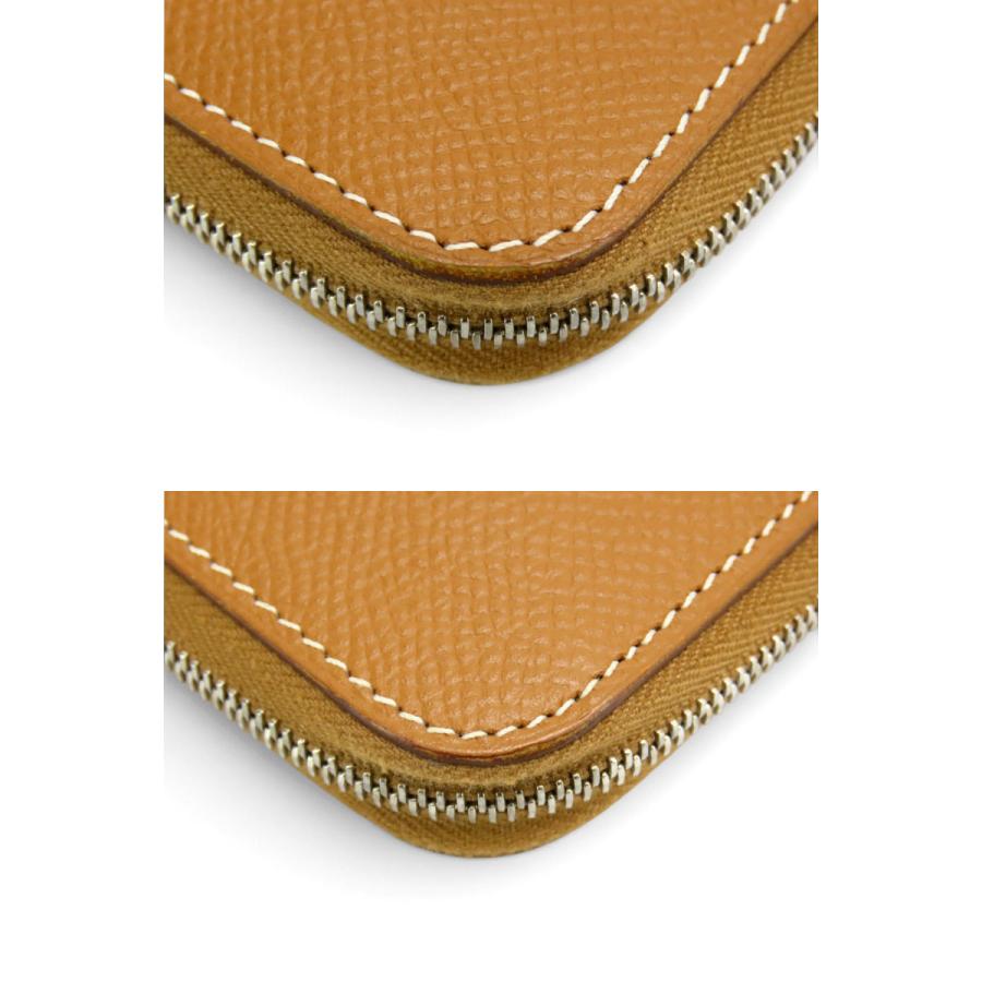 超美品 エルメス HERMES アザップ クラシック ロング ラウンドファスナー長財布 オールレザー ゴールド ブラウン ヴォーエプソンの画像