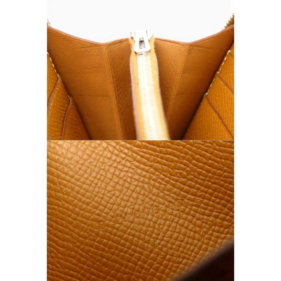 超美品 エルメス HERMES アザップ クラシック ロング ラウンドファスナー長財布 オールレザー ゴールド ブラウン ヴォーエプソンの画像