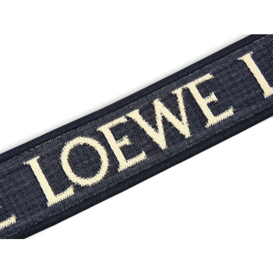 ほぼ新品 ロエベ LOEWE アナグラム ロゴ Dリング ショルダーストラップ ディープネイビー キャンバス レザー C073R53 01 LOEWE（ロエベ） ほぼ新品 アナグラム ロゴ Dリング ショルダー