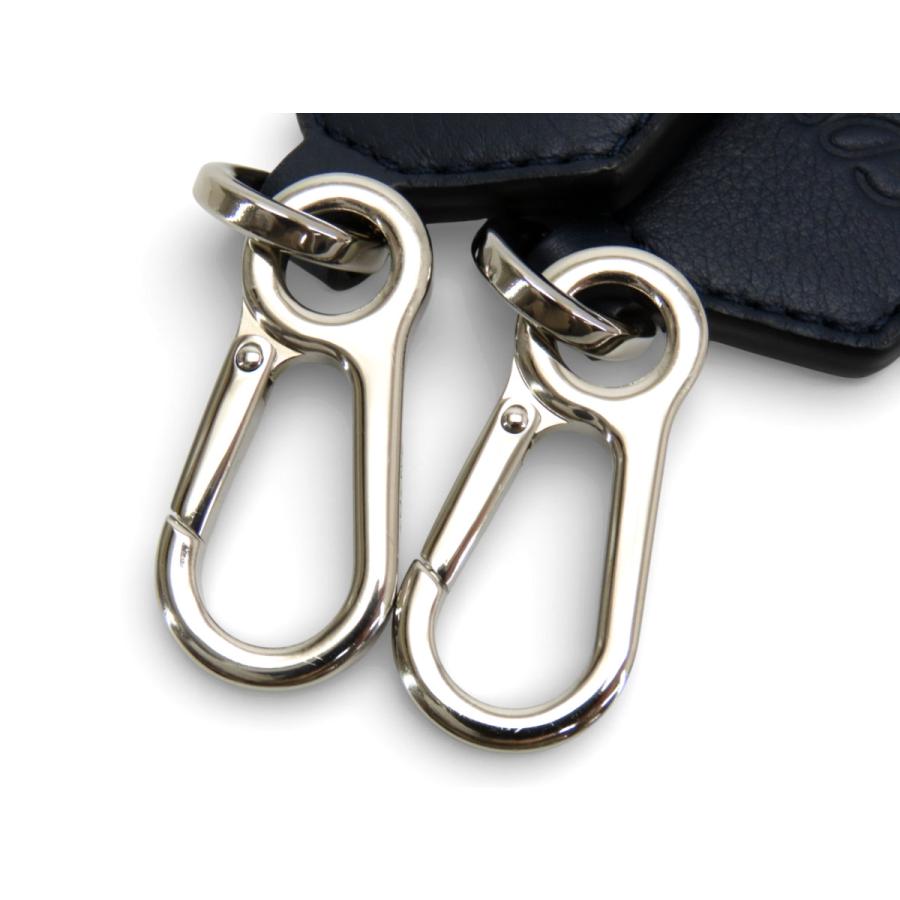 ほぼ新品 ロエベ LOEWE アナグラム ロゴ Dリング ショルダーストラップ ディープネイビー キャンバス レザー C073R53 01 LOEWE（ロエベ） ほぼ新品 アナグラム ロゴ Dリング ショルダー