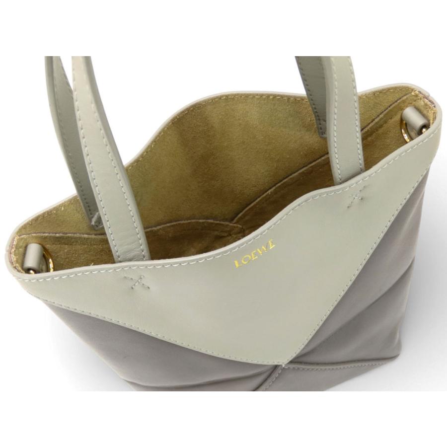 美品 ロエベ LOEWE パズルフォルド トート ミニ 2WAY ハンドバッグ トートバッグ ショルダーバッグ パールグレー A779V25X07の画像