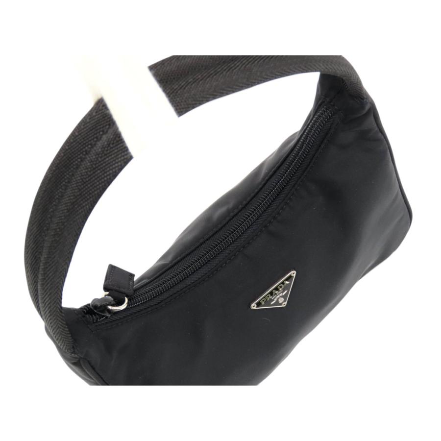 新品同様 プラダ PRADA ナイロン ワンショルダーバッグ ホーボーバッグ ミニバッグ ハンドバッグ アクセサリーポーチ NERO ブラック ナイロン MV519 PRADA（プラダ） 新品同様 ナイロン ワンショルダーバッグ ホーボー