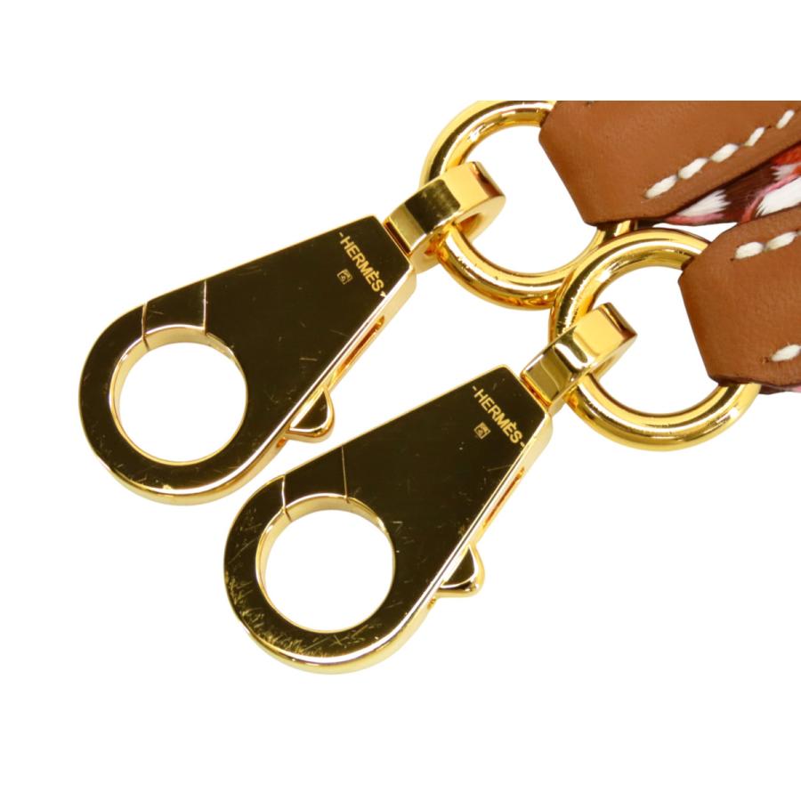 激レア新品同様 エルメス HERMES バンドリエール サングル カヴァル 25mm ショルダーストラップ 調節不可 ローズコンフェッティ ホワイト オレンジ ブラウン トワル スイフト ゴールド金具 Y刻 HERMES（エルメス） 激レア新品同様 バンドリエール サングル カヴァル