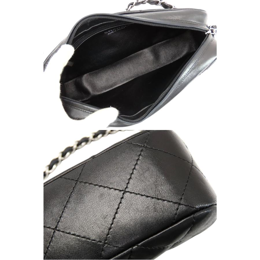 美品 シャネル CHANEL マトラッセ ココマーク カメラ バッグ チェーンショルダーバッグ ワンショルダーバッグ ショルダーポーチ ポシェット ブラック シルバー金具 ラムスキン A29857 CHANEL（シャネル） 美品 マトラッセ ココマーク カメラ バッグ