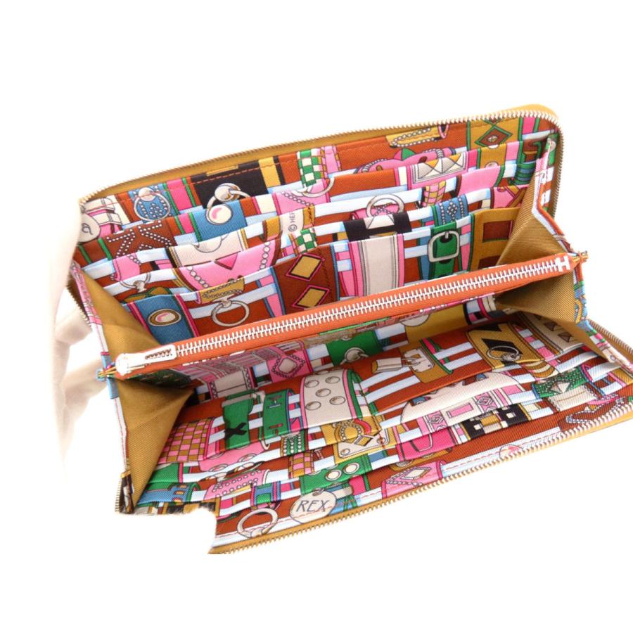 未使用 エルメス HERMES アザップ ロング シルクイン ラウンドファスナー長財布 セサミ ライトブラウン パプリカ ローズポップ ヴォーエプソン W刻の画像