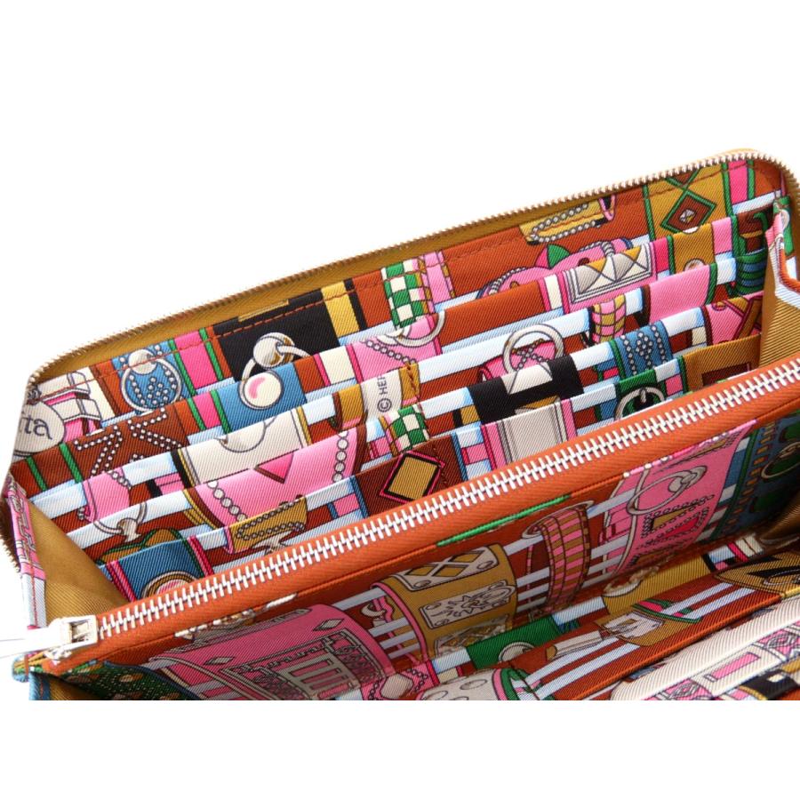 未使用 エルメス HERMES アザップ ロング シルクイン ラウンドファスナー長財布 セサミ ライトブラウン パプリカ ローズポップ ヴォーエプソン W刻の画像