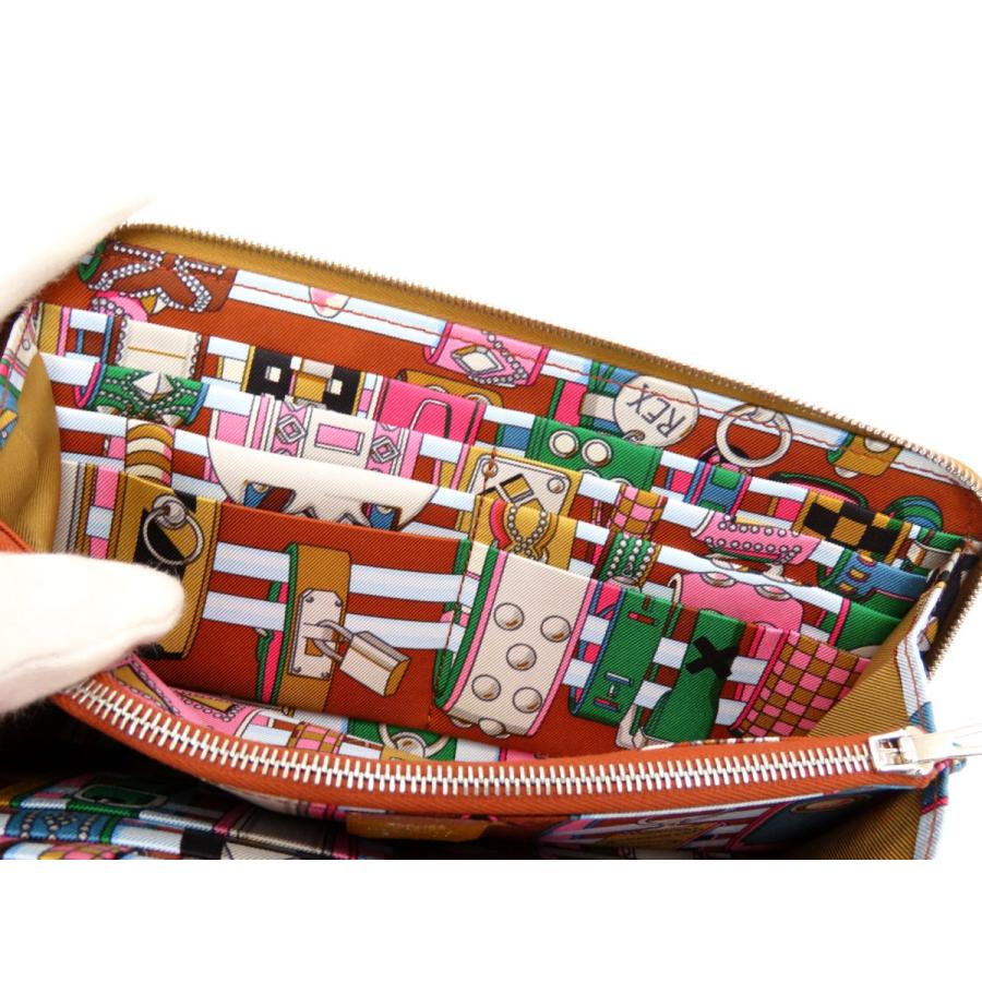 未使用 エルメス HERMES アザップ ロング シルクイン ラウンドファスナー長財布 セサミ ライトブラウン パプリカ ローズポップ ヴォーエプソン W刻の画像