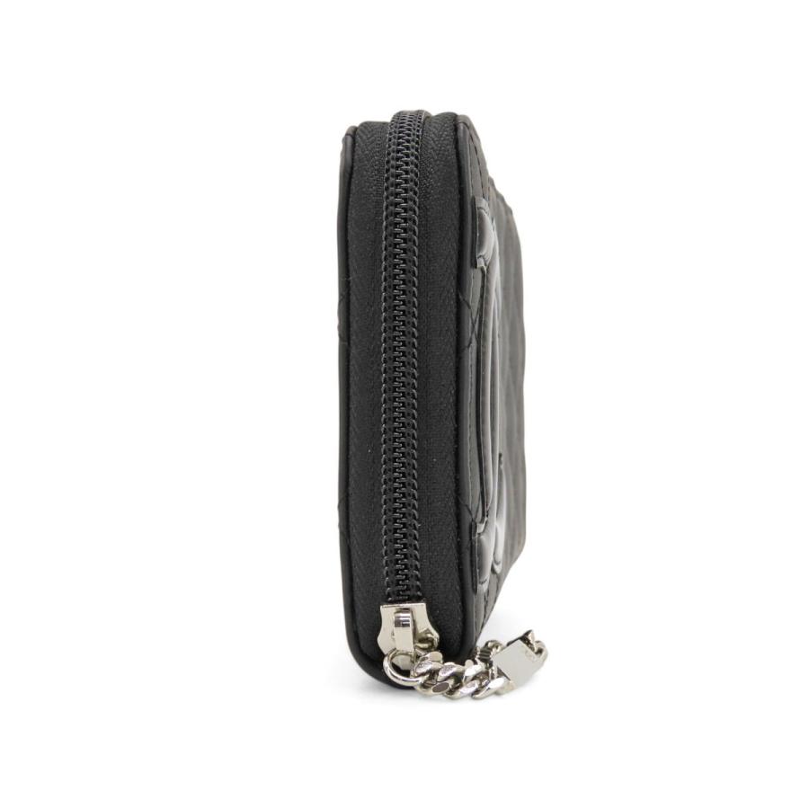 超美品 シャネル CHANEL カンボンライン ココマーク ラウンドファスナー長財布 ブラック エナメル ピンク カーフスキン A50078の画像