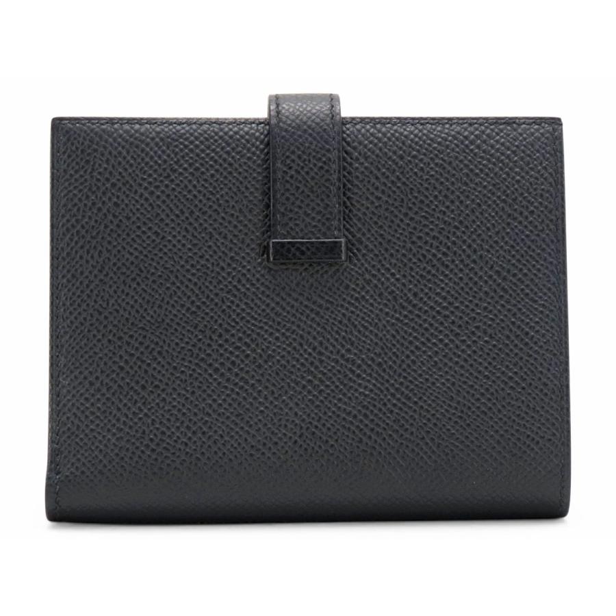 新古品 エルメス HERMES ベアンコンパクト モノクローム 二つ折り財布 コンパクト財布 ブラック ブラック金具 ヴォーエプソン U刻 HERMES（エルメス） 新古品 ベアンコンパクト モノクローム 二つ折り