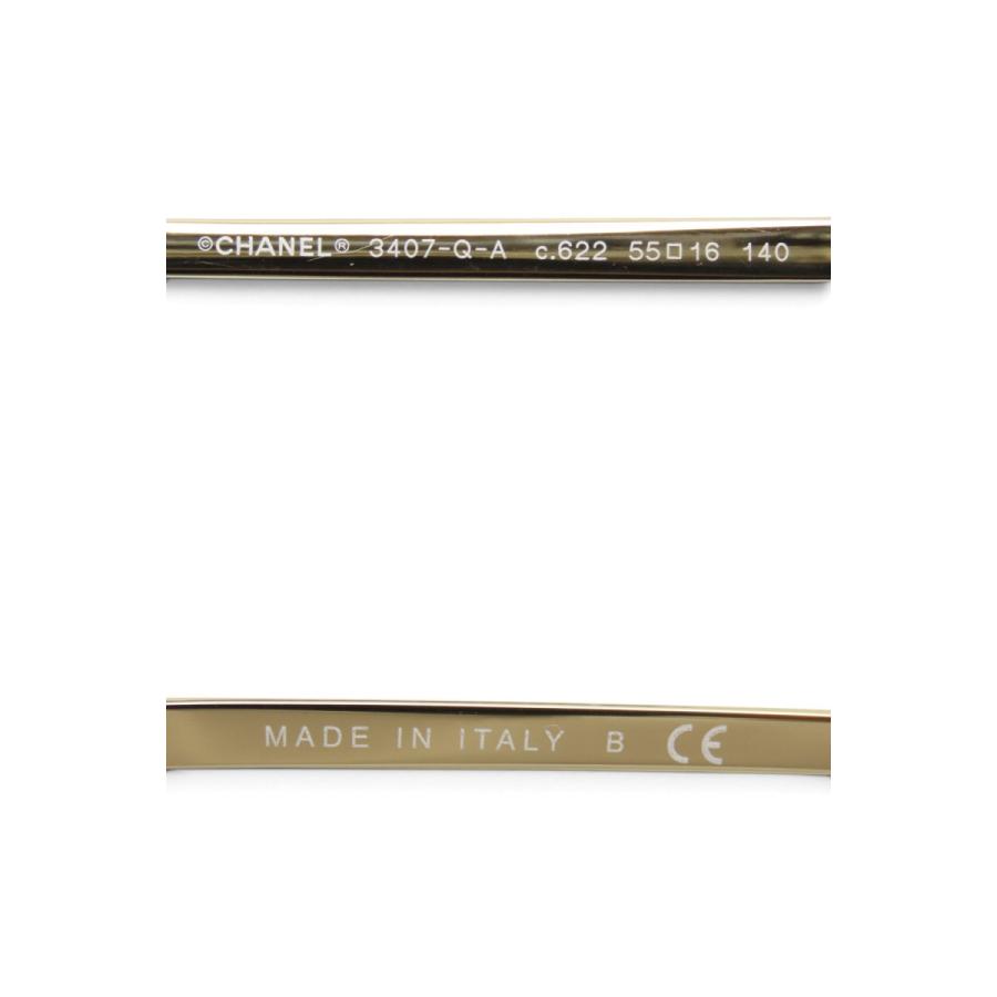 新品同様 シャネル CHANEL ココマーク ウエリントン レザー メガネ 眼鏡 フレーム サングラス アイウェア ブラック ゴールド金具