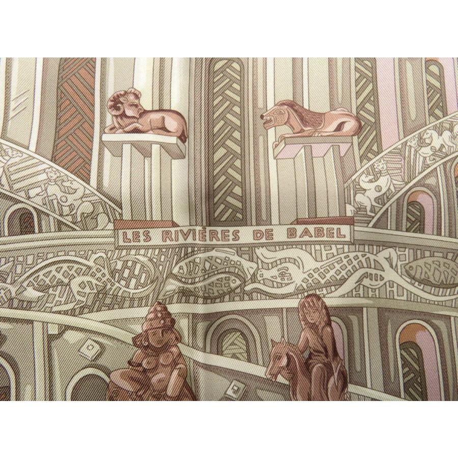 ☘️美品☘️ HERMES カレ90　バベルの川　 ゴールド HERMES（エルメス） レア未使用 カレ90 LES RIVIERES DE BABEL バベル
