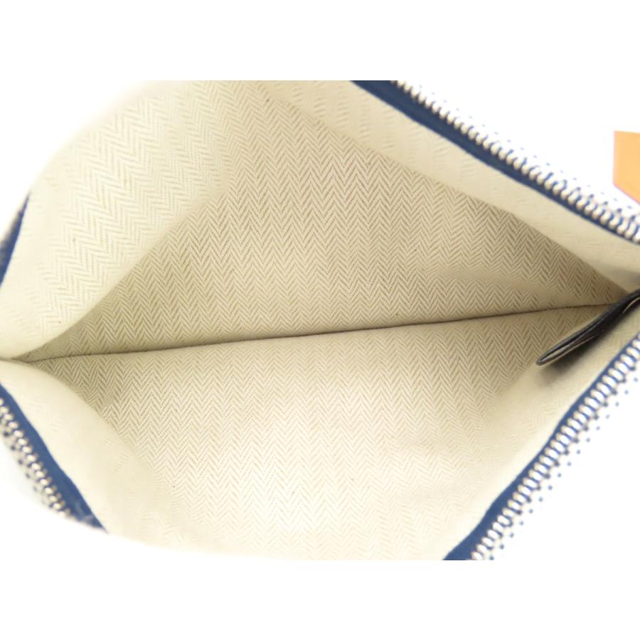 新古品 エルメス HERMES フラットポーチ Hラビリンス PM 刺繍入り 小物入れ クラッチバッグ セカンドバッグ マリン コットン100％ H103973M 04 HERMES（エルメス） 新古品 フラットポーチ Hラビリンス PM 小物入れ