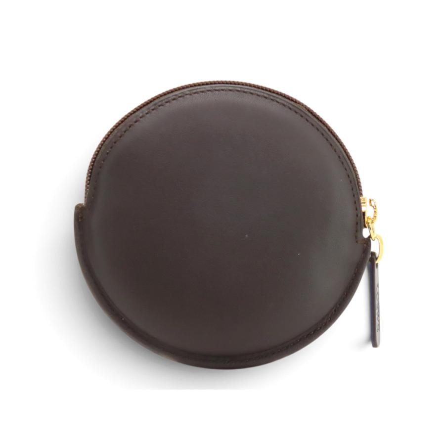 LOEWE ケース　小銭入れ　丸型　本革　光沢　ダークブラウン LOEWE（ロエベ） 未使用 ロゴ コインケース 小銭入れ コンパクト財布