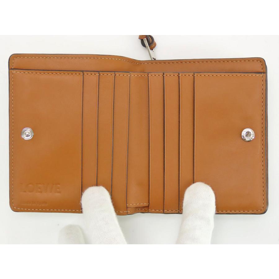 美品✨ロエベ アナグラム コンパクトジップウォレット 二つ折り財布 ブラウン LOEWE（ロエベ） 新品同様 アナグラム コンパクト ジップ ウォレット