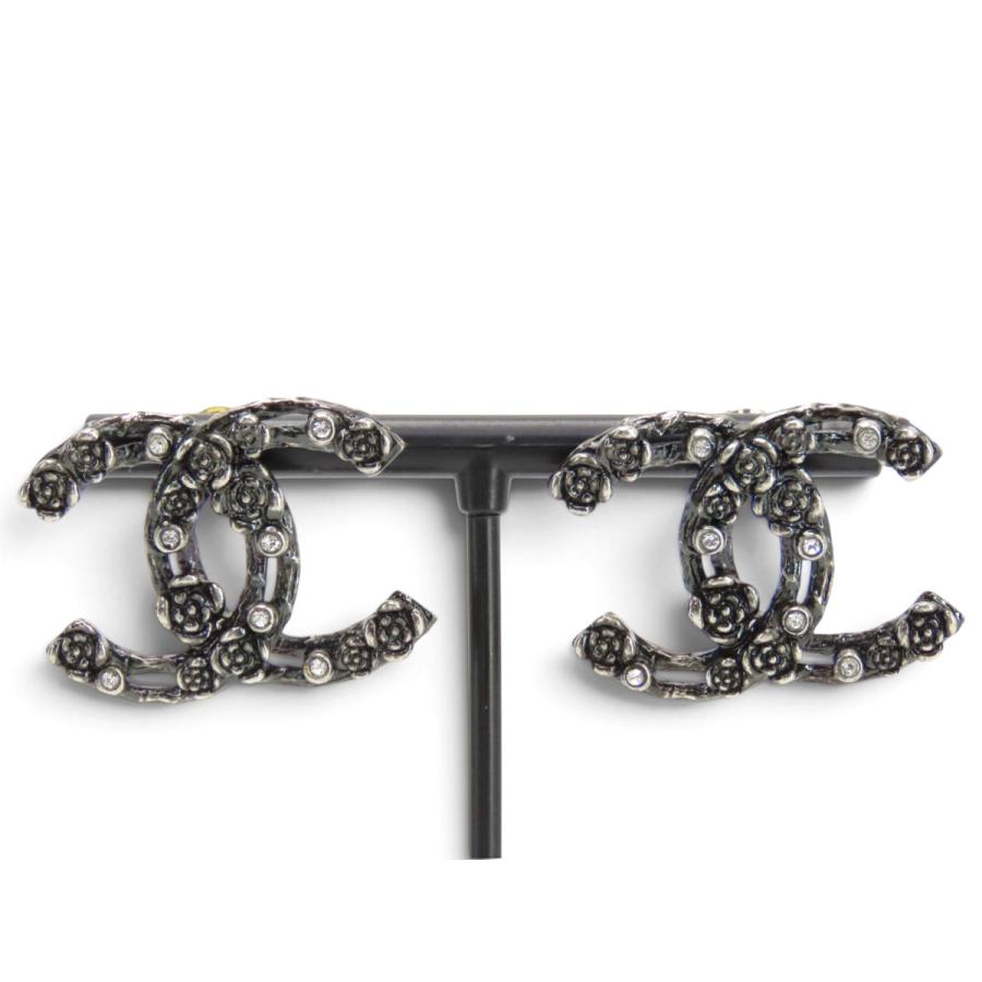 【美品】CHANEL シャネル ココマーク ラインストーン ピアス CHANEL（シャネル） 美品 ココマーク カメリア ラインストーン ピアス