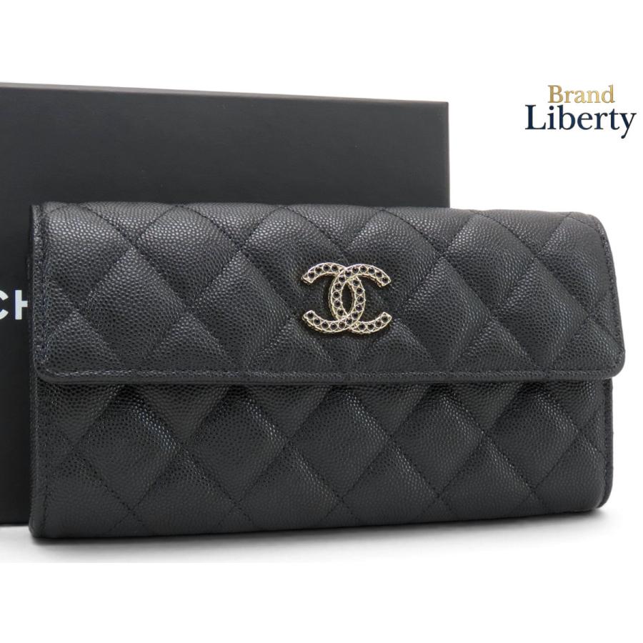 未使用 シャネル 24aw ココマークロングフラップウォレット キャビアスキン CHANEL（シャネル） 激レア新古品 マトラッセ ココマーク キャビア