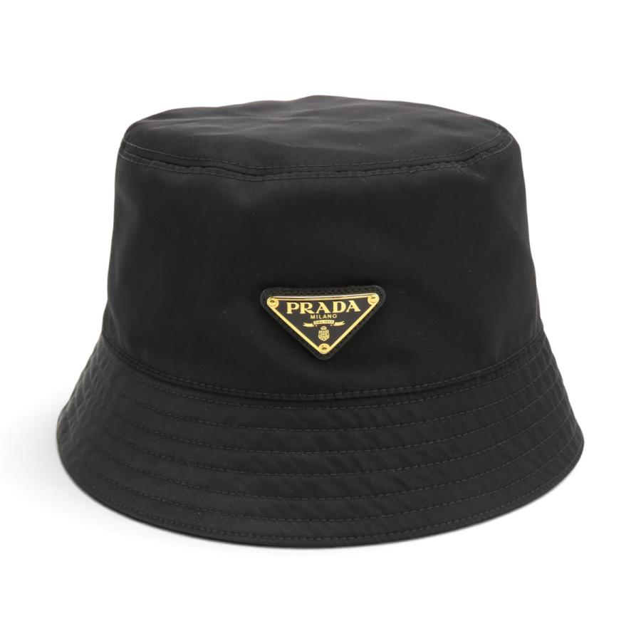 PRADA プラダ トライアングルロゴプレート付き リナイロンバケットハット ブラック 1HC137 PRADA（プラダ） 新品同様 リナイロン Re-Nylon トライアングル