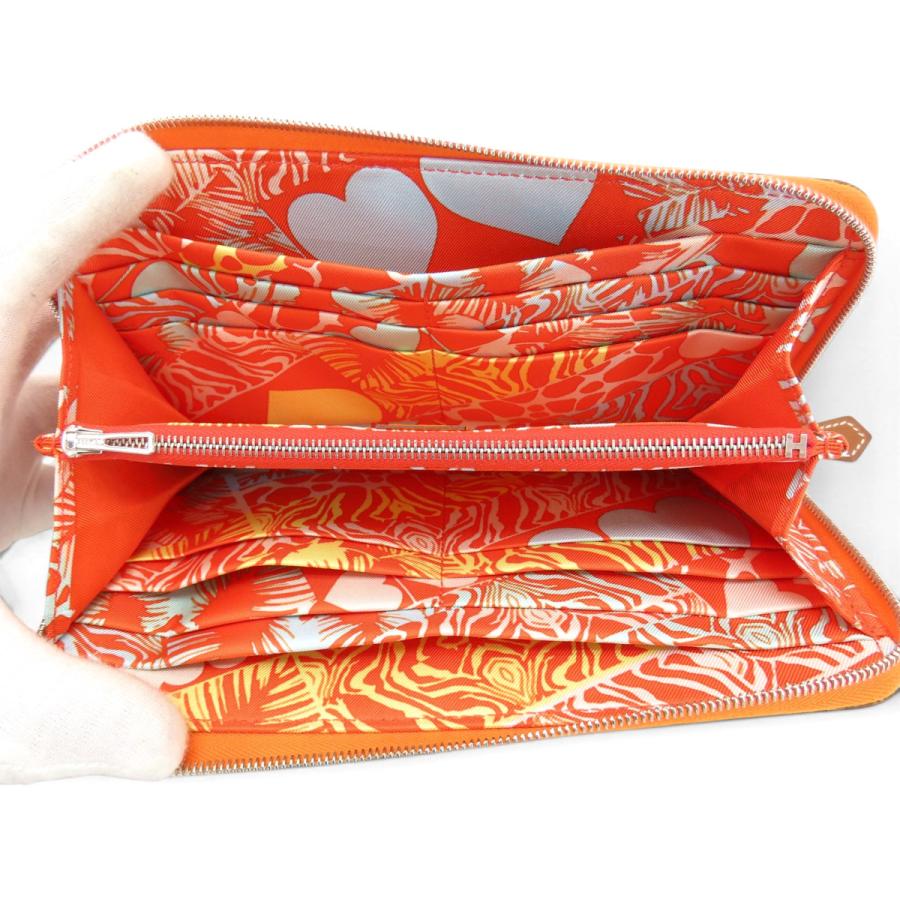 HERMES アザップ シルクイン 長財布 ラウンドファスナー オレンジ HERMES（エルメス） 新古品 アザップ ロング シルクイン ラウンド