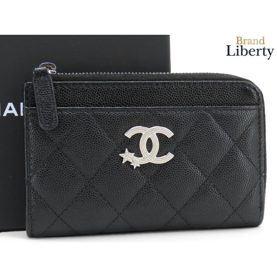☆CHANEL ジップカードパースマトラッセ[新品未使用] キャビアスキン CHANEL（シャネル） レア超美品 マトラッセ キャビアスキン ジップ