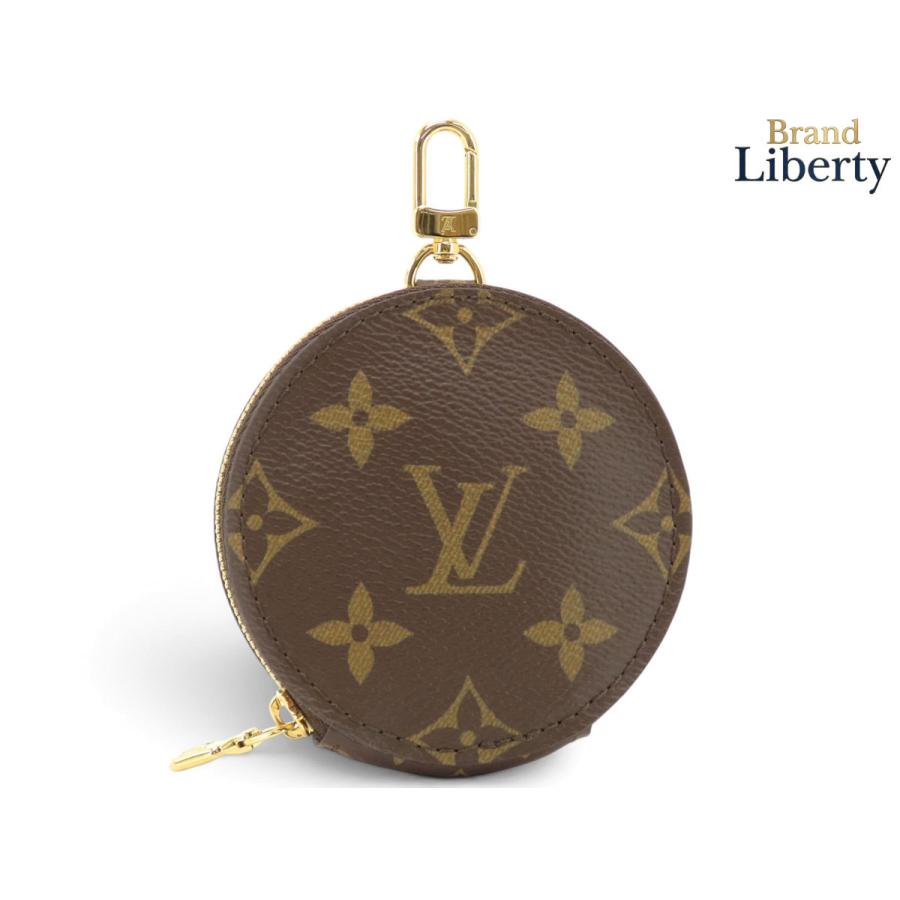 未使用 ルイヴィトン LOUIS VUITTON モノグラム フック付き 円形 丸型 ケース パース 小銭入れ バッグチャーム ショルダーストラップ ダークブラウン ゴールド金具 PVC レザー LOUIS VUITTON（ルイ・ヴィトン） 未使用 モノグラム フック付き 円形