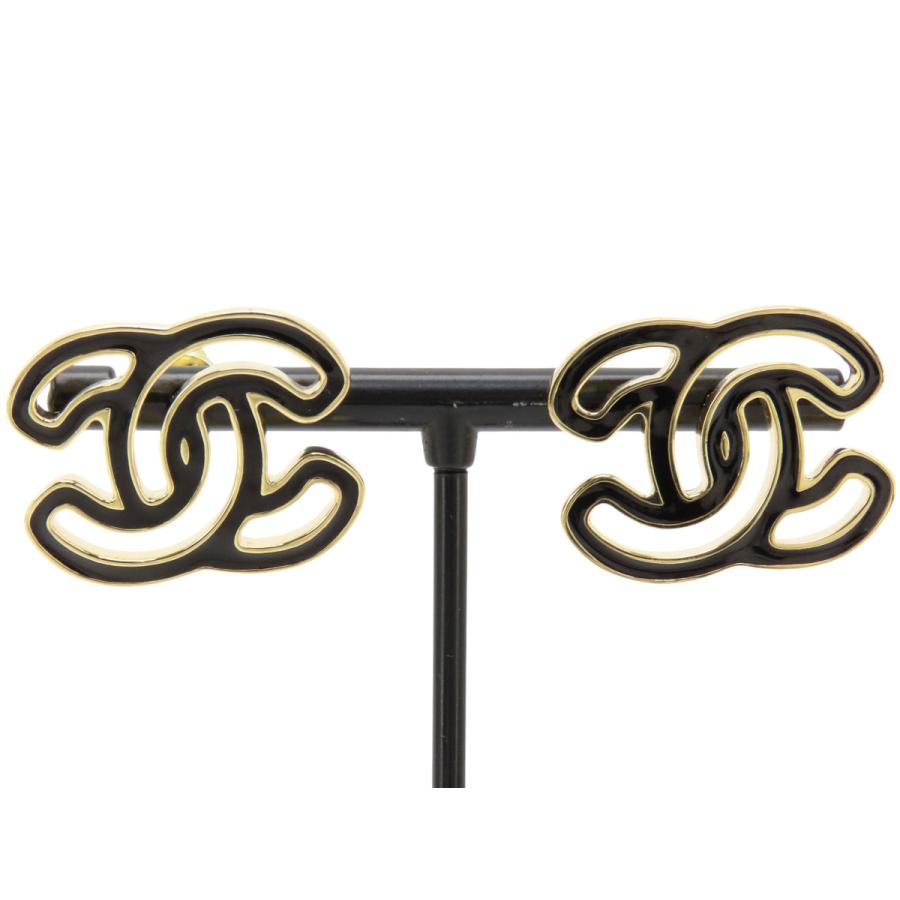 CHANEL（シャネル） ほぼ新品 ココマーク ピアス ブラック ゴールド