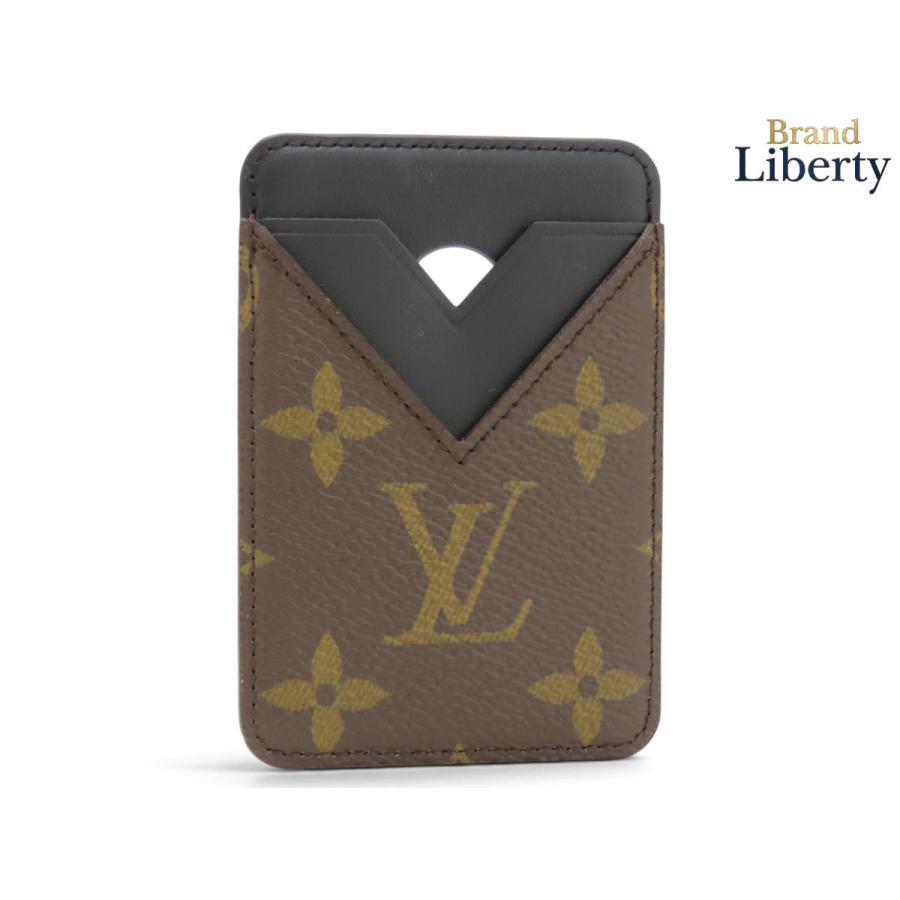 新古品 ルイヴィトン LOUIS VUITTON モノグラム マカサー ポルト カルト マグネット カードケース パスケース 定期入れ iPhone用 マグネットケース 磁気ケース ダークブラウン ブラック PVC レザー M13185 LOUIS VUITTON（ルイ・ヴィトン） 新古品 モノグラム マカサー ポルト