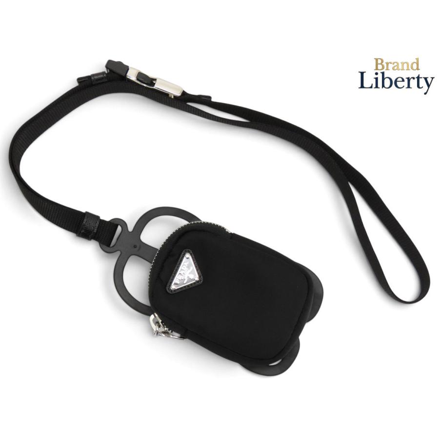 Prada ナイロン ポーチ スマホ ショルダー ネックレスストラップ プラダ PRADA（プラダ） 美品 ナイロン スマートフォンホルダー ストラップ