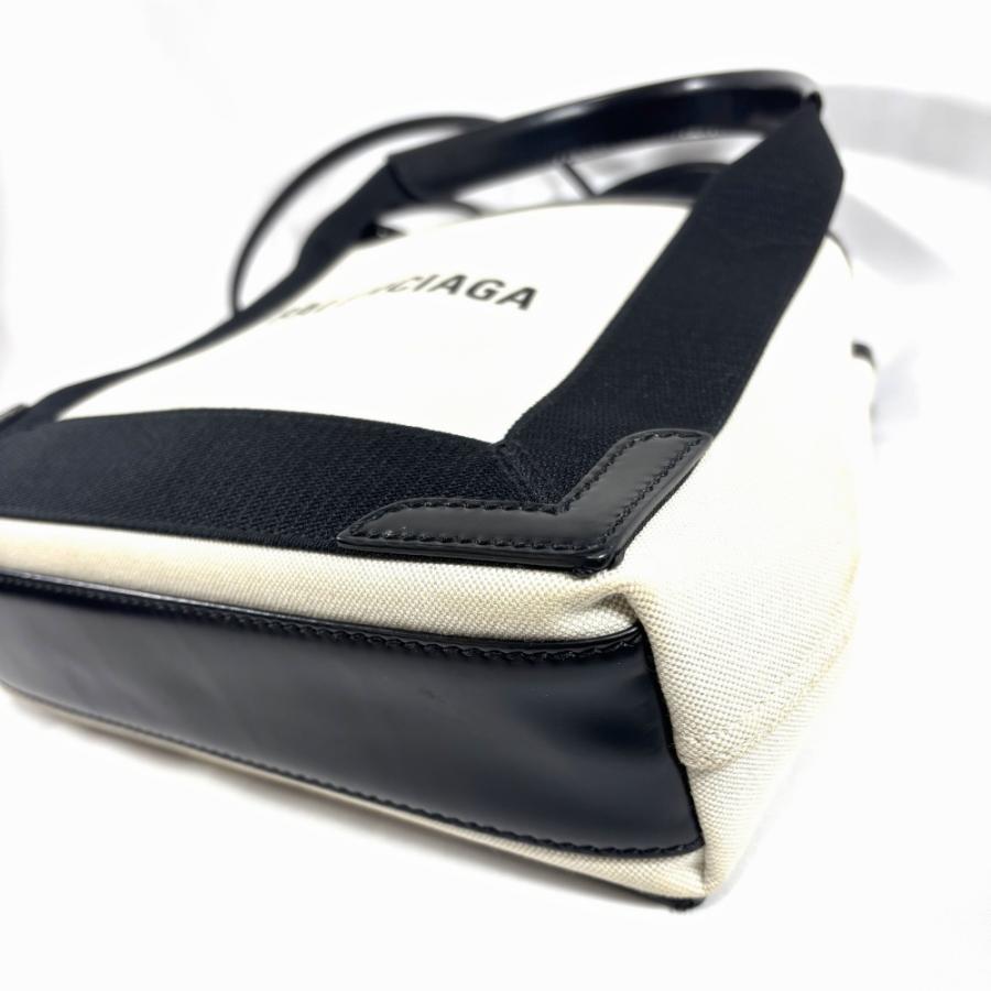 BALENCIAGA バレンシアガ ミニバッグ 2WAYショルダー トートバッグ 390346 キャンバス カーフスキン アイボリー ブラック レディース 【中古】_4