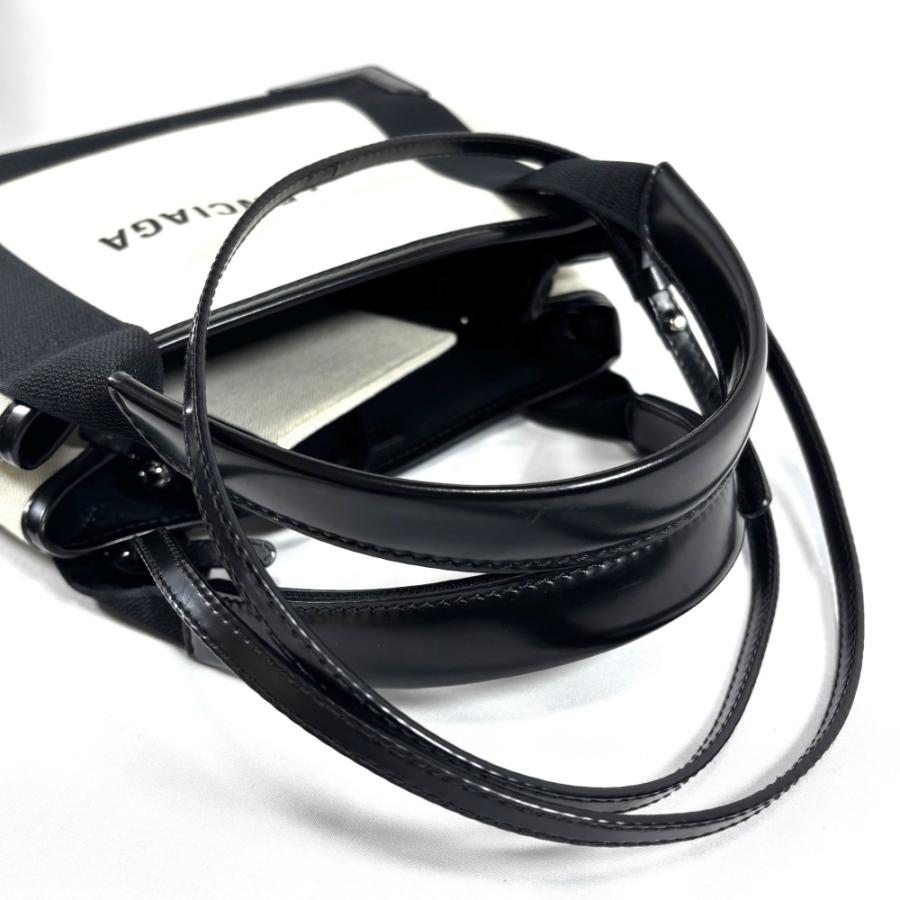 BALENCIAGA バレンシアガ ミニバッグ 2WAYショルダー トートバッグ 390346 キャンバス カーフスキン アイボリー ブラック レディース 【中古】_6