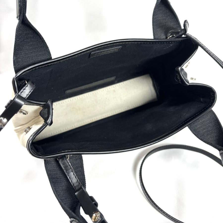 BALENCIAGA バレンシアガ ミニバッグ 2WAYショルダー トートバッグ 390346 キャンバス カーフスキン アイボリー ブラック レディース 【中古】_7